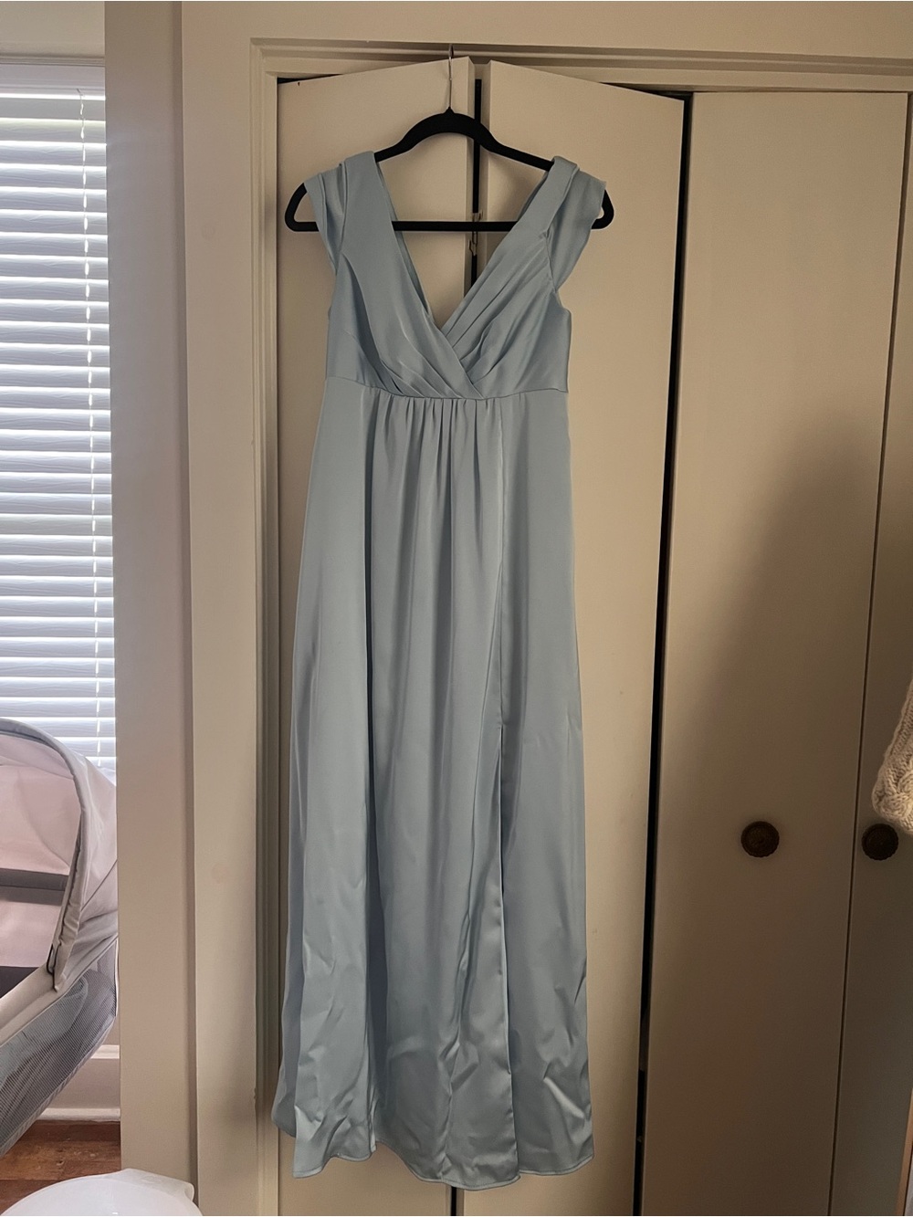 Azazie Pale Blue V-Neck Sleeveless Maxi Gown